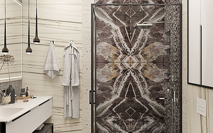 Дизайн интерьера ванной в трёхкомнатной квартире 99 кв. м в стиле эклектика 29