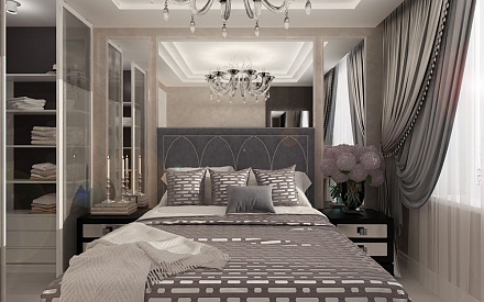 Дизайн интерьера спальни в 4-комнатной квартире 131 кв. м в стиле неоклассика