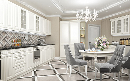Дизайн интерьера кухни в четырёхкомнатной квартире 152 кв.м в стиле современная классика6