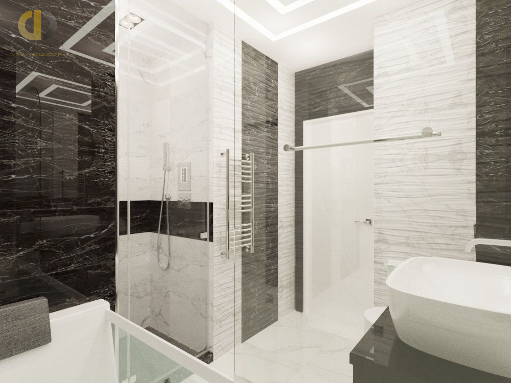 Дизайн интерьера ванной в 4-комнатной квартире 93 кв.м в современном стиле