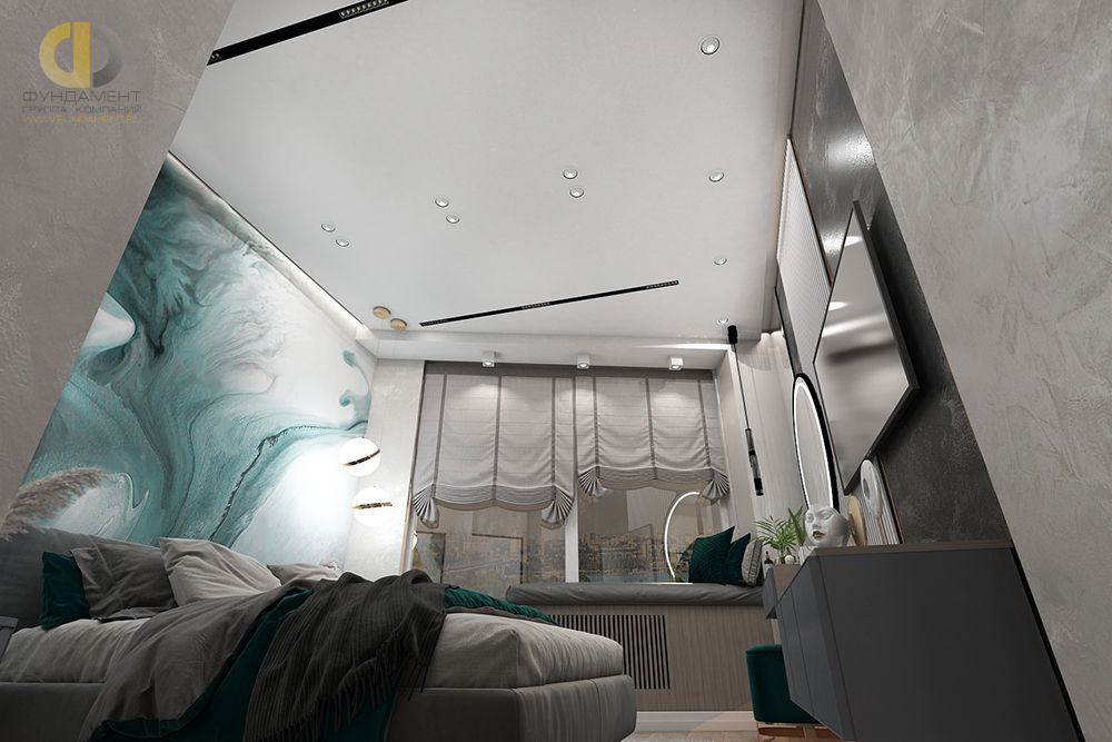 Дизайн интерьера спальни в трёхкомнатной квартире 101 кв. м в современном стиле 13