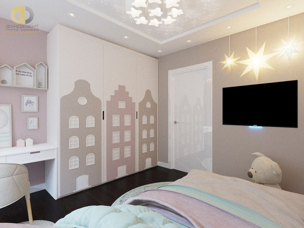 Дизайн интерьера детской в 4-комнатной квартире 93 кв.м в современном стиле