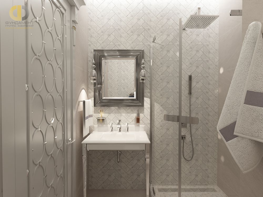 Дизайн интерьера ванной в 4-комнатной квартире 131 кв. м в стиле неоклассика