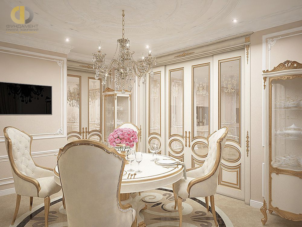Дизайн интерьера кухни в четырёхкомнатной квартире 165 кв.м в классическом стиле16