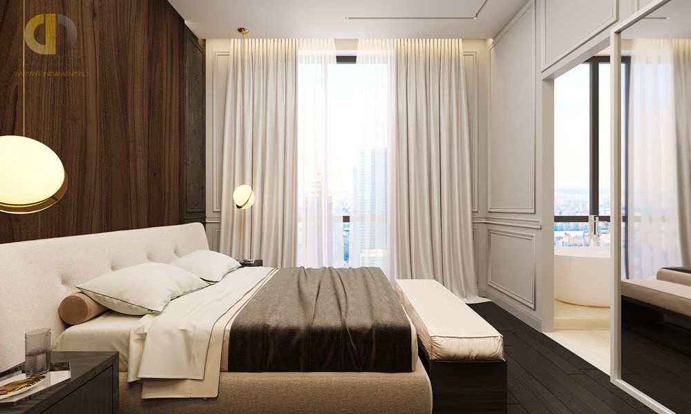 Дизайн интерьера спальни в двухкомнатной квартире 65 кв.м в стиле неоклассика1