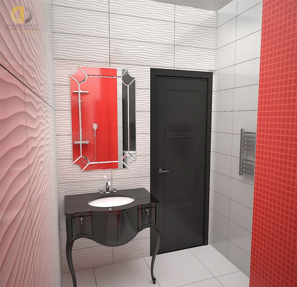Дизайн ванной в красном цвете - фото