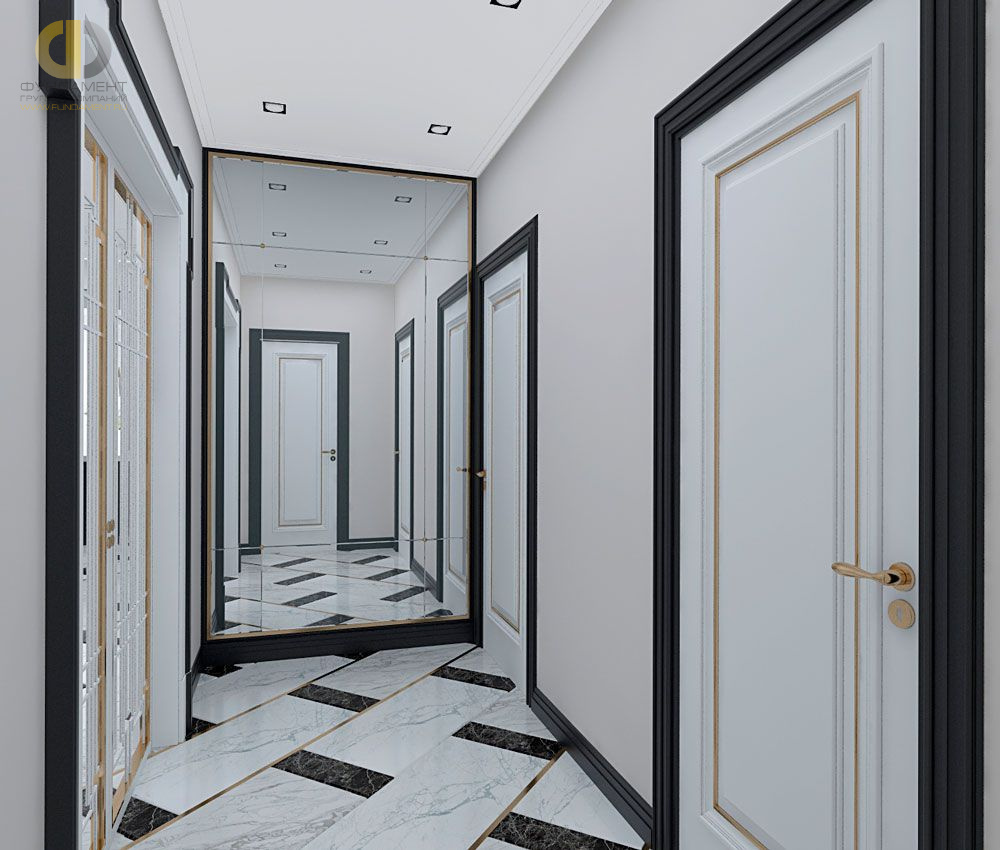 Дизайн интерьера коридора в трёхкомнатной квартире 132 кв.м в современном стиле 17