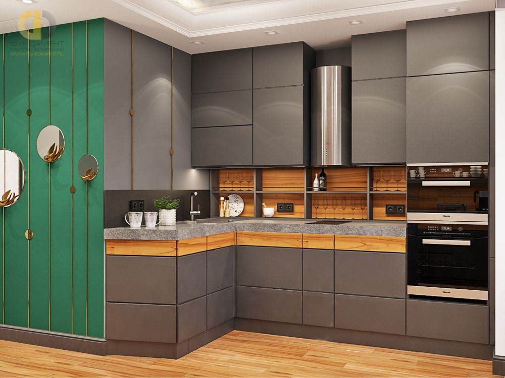 Дизайн кухни в зеленом цвете - фото