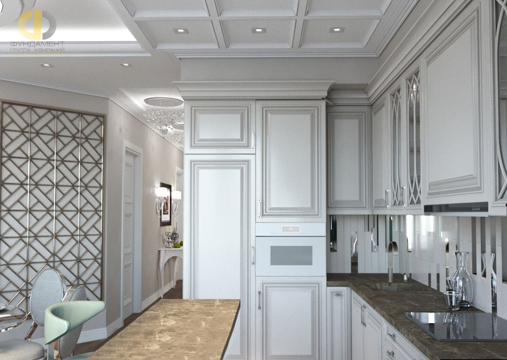 Дизайн интерьера кухни в трёхкомнатной квартире 100 кв.м в стиле эклектика11