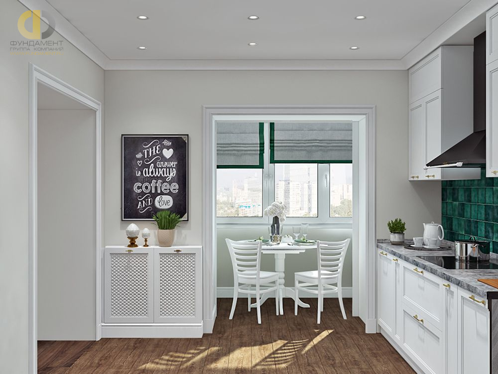 Дизайн интерьера кухни в трёхкомнатной квартире 80 кв.м в стиле неоклассика28