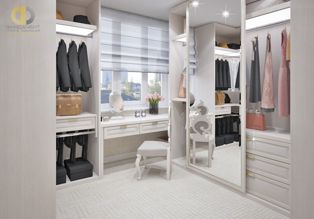 Дизайн интерьера гардероба в 5-комнатной квартире 245 кв.м в стиле неоклассика