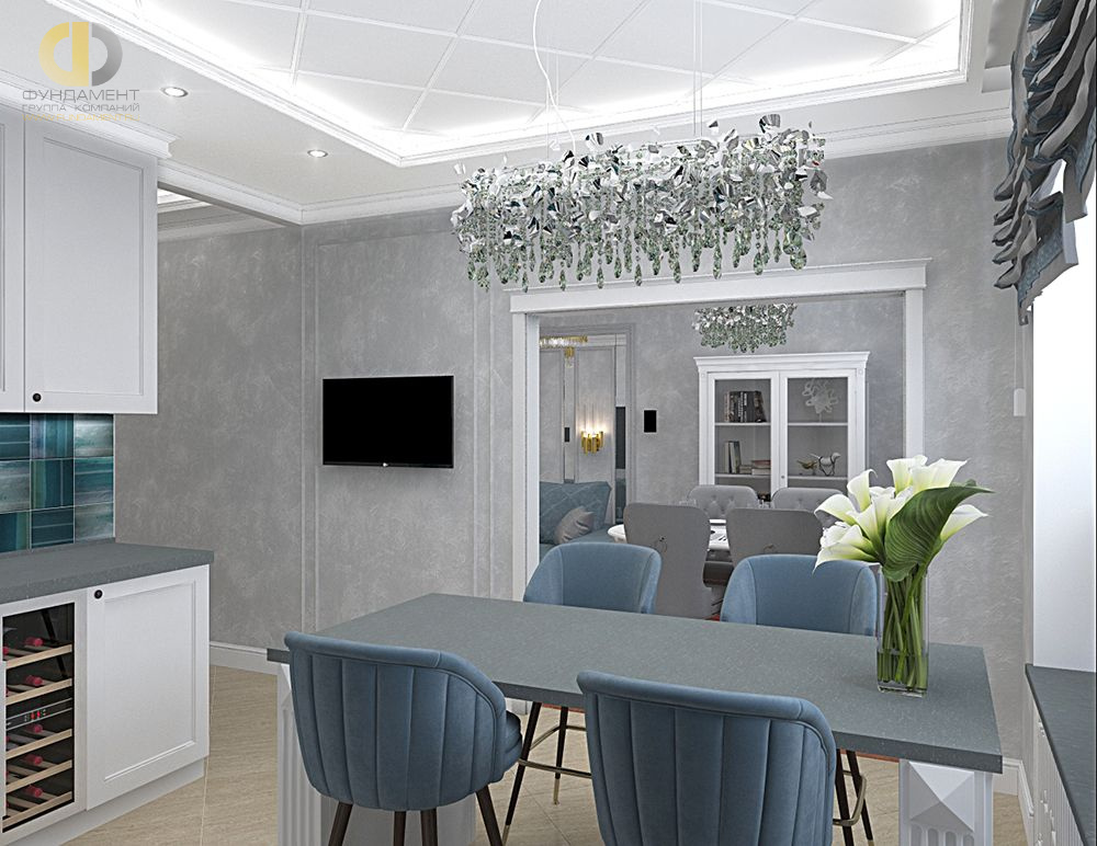 Дизайн интерьера кухни в четырёхкомнатной квартире 116 кв. м в стиле неоклассика 4