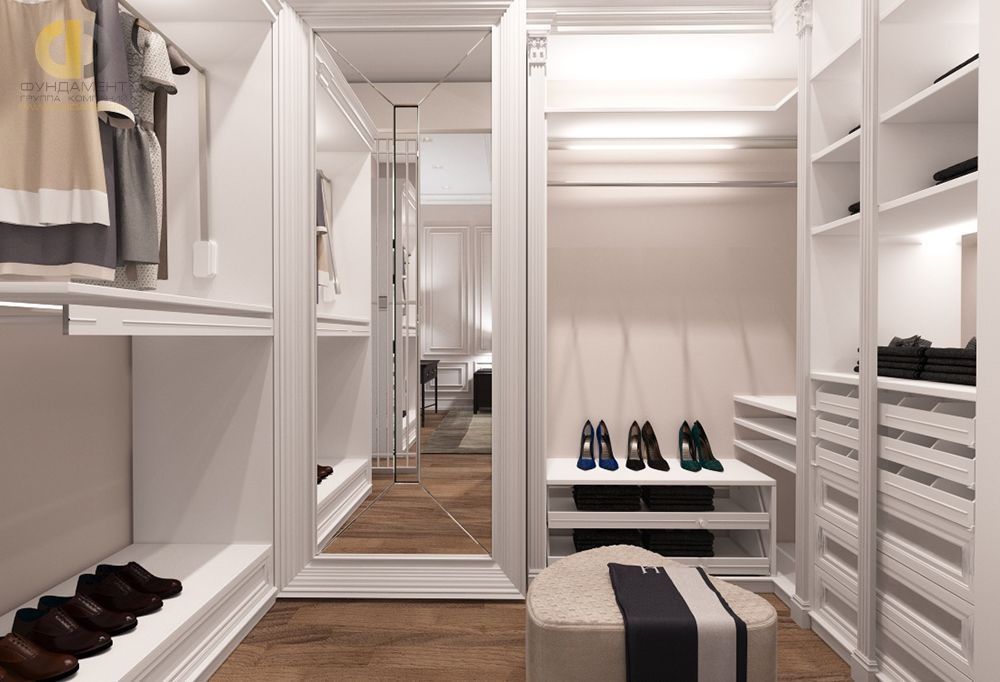 Дизайн интерьера гардероба в четырёхкомнатной квартире 165 кв.м в классическом стиле с элементами лофт – фото 195