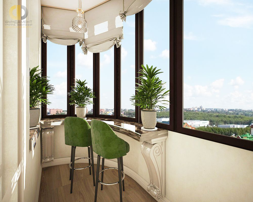 Дизайн балкона в белом цвете - фото