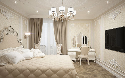 Дизайн интерьера спальни в четырёхкомнатной квартире 165 кв.м в классическом стиле39