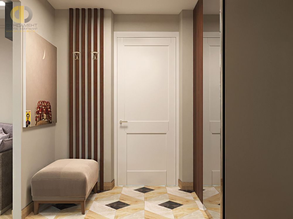 Дизайн интерьера коридора в 3-комнатной квартире 72 кв.м в современном стиле
