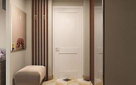 Дизайн интерьера коридора в 3-комнатной квартире 72 кв.м в современном стиле