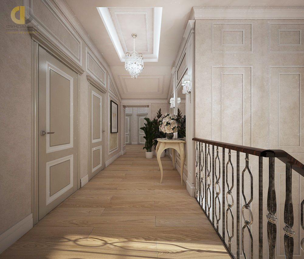 Дизайн интерьера коридора в доме 323 кв.м в классическом стиле12