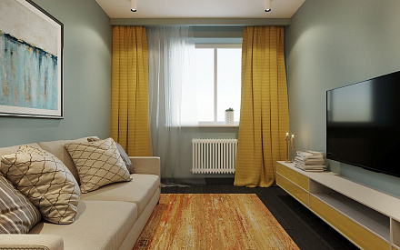 Дизайн интерьера спальни в трёхкомнатной квартире 75 кв.м в стиле минимализм1