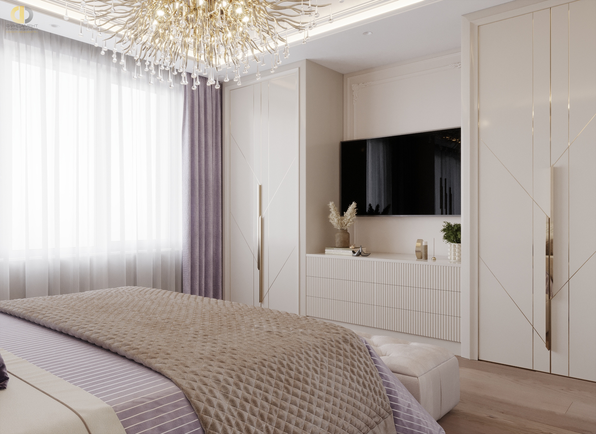 Дизайн спальни в стиле неоклассическом – фото 290