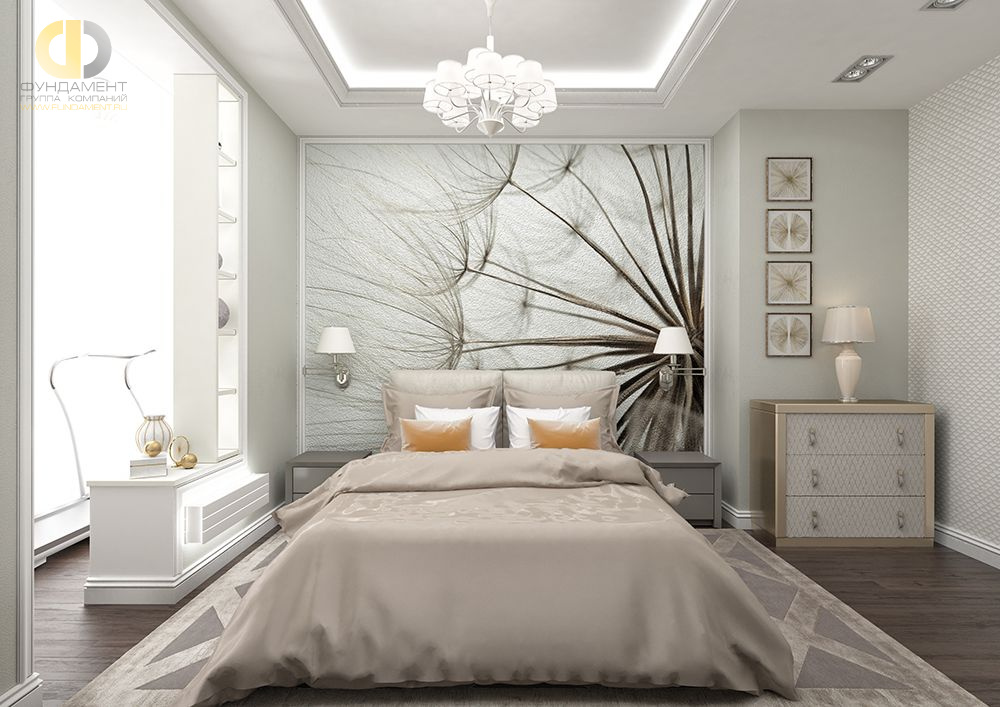 Дизайн интерьера спальни в трёхкомнатной квартире 105 кв.м в современном стиле
