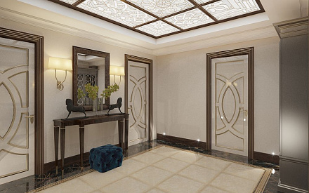 Дизайн интерьера коридора в четырёхкомнатной квартире 240 кв.м в стиле ар-деко