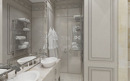 Дизайн интерьера ванной в доме 210 кв.м в стиле ар-деко30