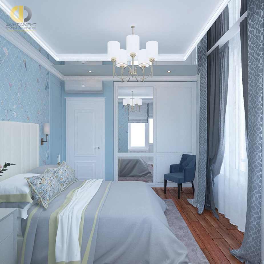 Дизайн интерьера спальни в четырёхкомнатной квартире 116 кв. м в стиле неоклассика 13