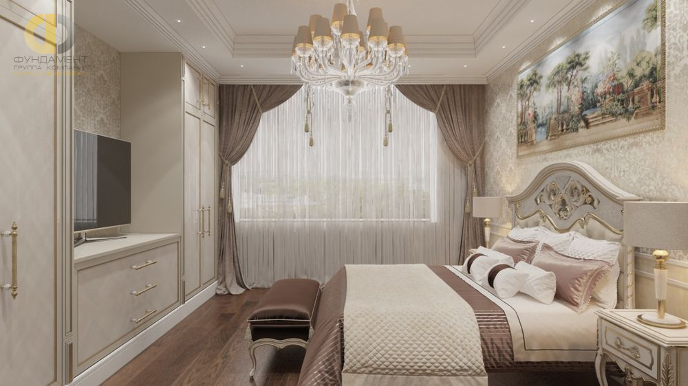 Дизайн интерьера спальни в четырёхкомнатной квартире 163 кв.м в классическом стиле20