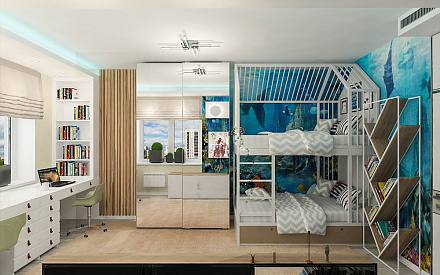 Дизайн интерьера детской в пятикомнатной квартире 108 кв. м в современном стиле 19