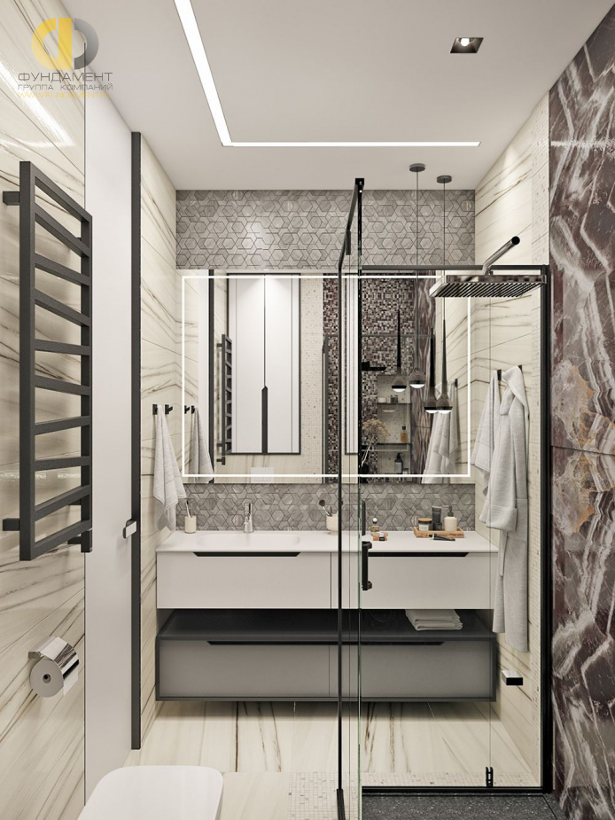 Дизайн интерьера ванной в трёхкомнатной квартире 99 кв. м в стиле эклектика 28