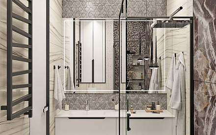 Дизайн интерьера ванной в трёхкомнатной квартире 99 кв. м в стиле эклектика 28