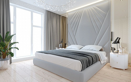 Дизайн интерьера спальни в трёхкомнатной квартире 87 кв.м в современном стиле