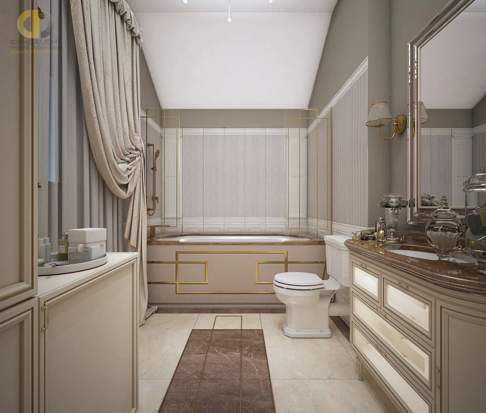 Дизайн интерьера ванной в доме 323 кв.м в классическом стиле49