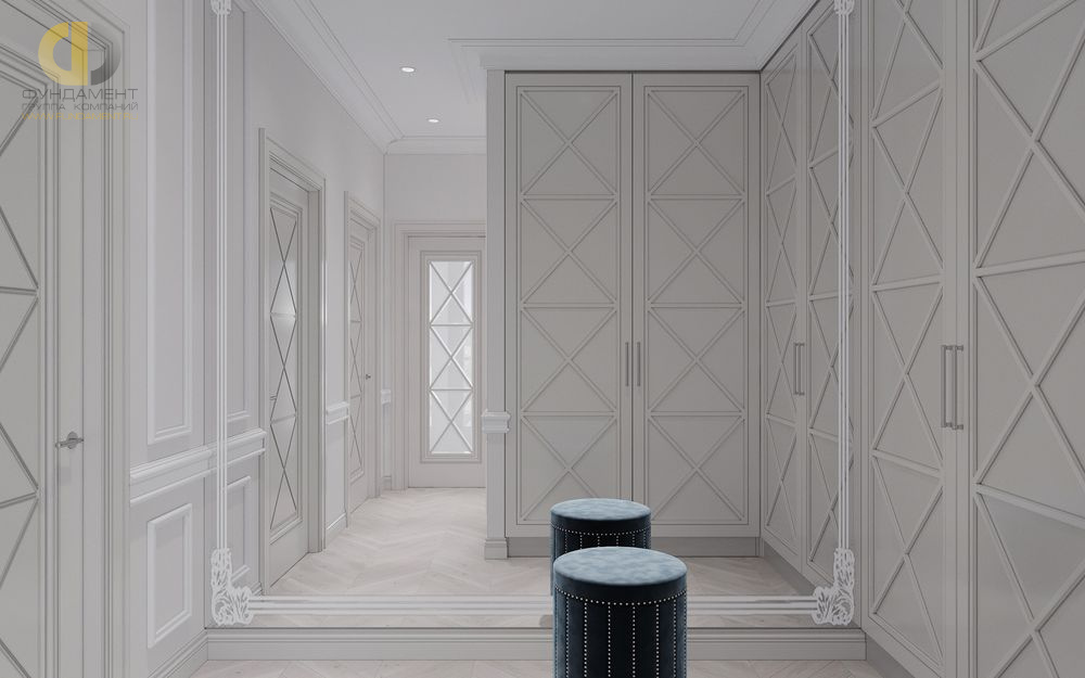 Дизайн интерьера гардероба в 6-комнатной квартире 196 кв. м в стиле классика и прованс  – фото 182