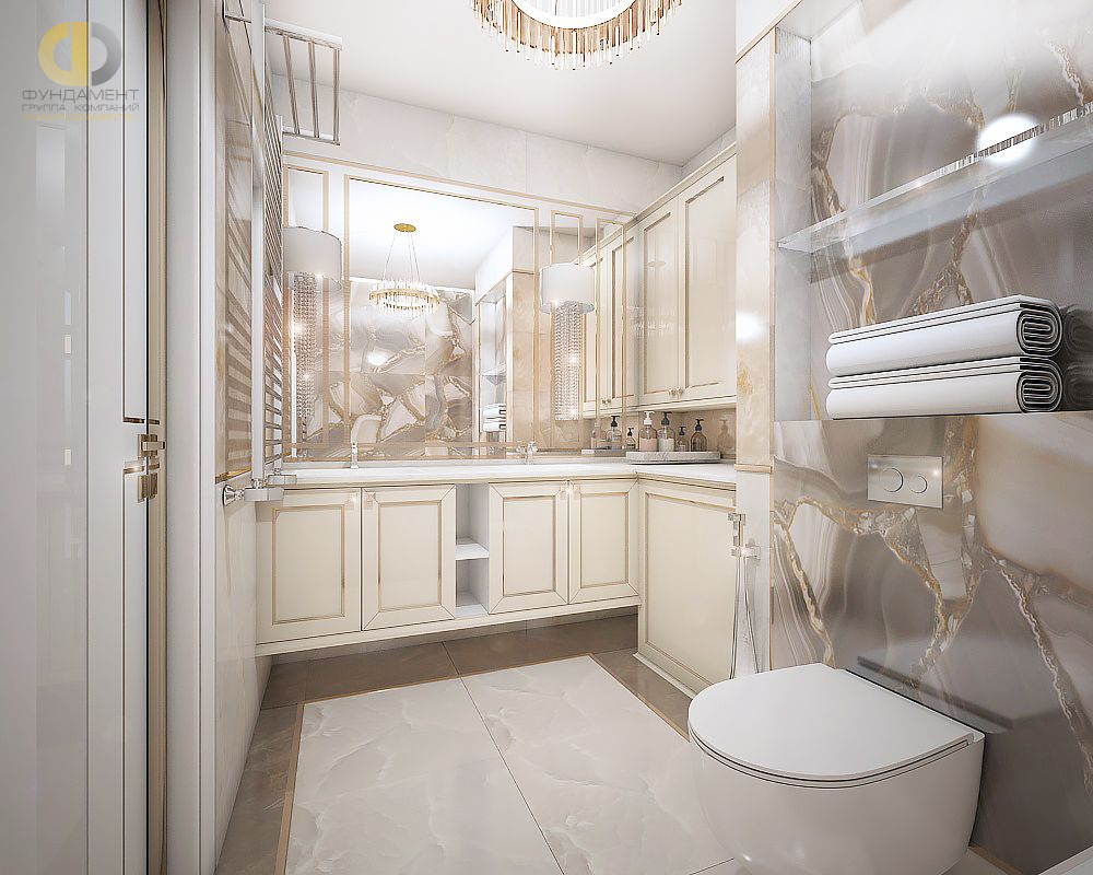 Дизайн ванной в белом цвете - фото