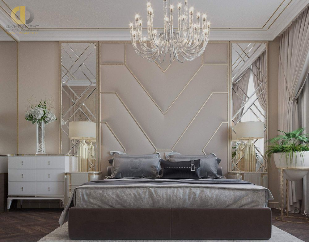 Дизайн интерьера спальни в двухкомнатной квартире 76 кв.м в стиле ар-деко10