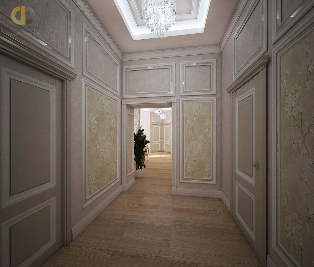 Дизайн интерьера коридора в доме 323 кв.м в классическом стиле14