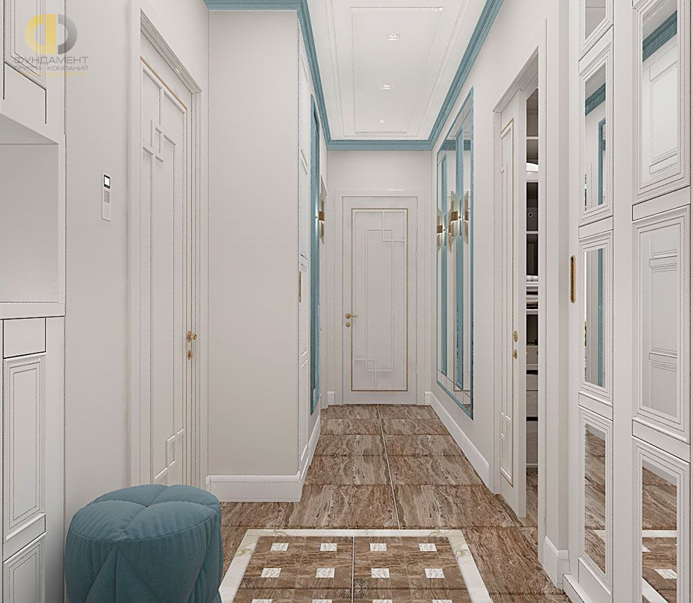 Дизайн интерьера коридора в двухкомнатной квартире 44 кв.м в стиле современная классика4