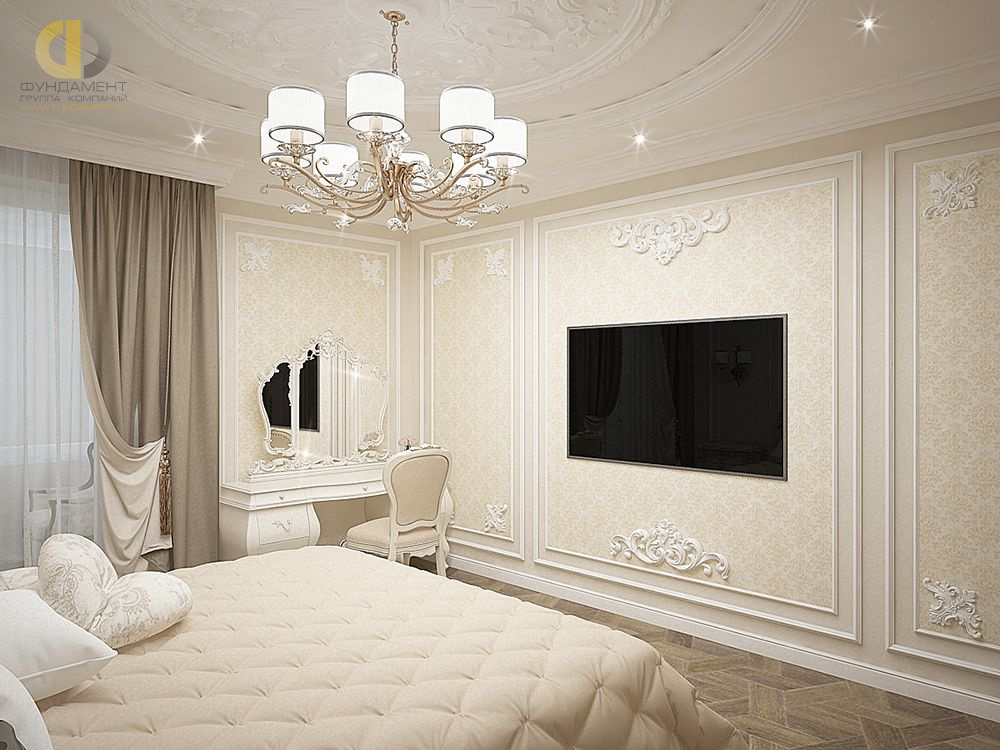 Дизайн интерьера спальни в четырёхкомнатной квартире 165 кв.м в классическом стиле38
