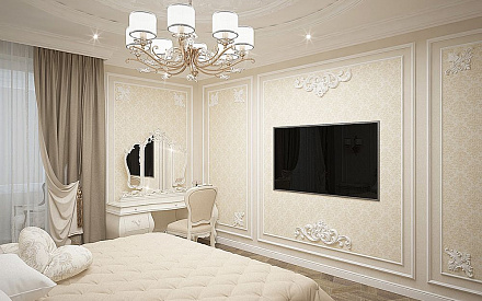 Дизайн интерьера спальни в четырёхкомнатной квартире 165 кв.м в классическом стиле38