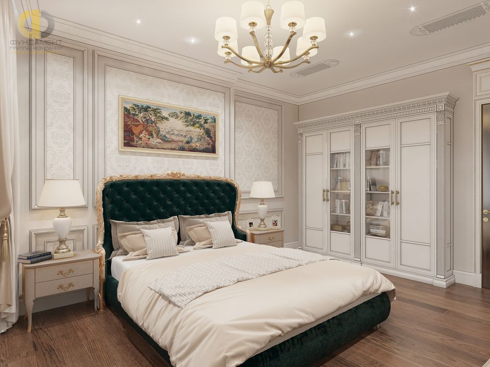 Дизайн интерьера спальни в четырёхкомнатной квартире 163 кв.м в классическом стиле9