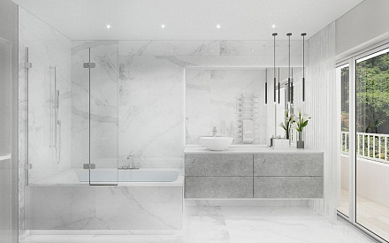 Дизайн интерьера ванной в доме 201 кв.м в стиле минимализм30