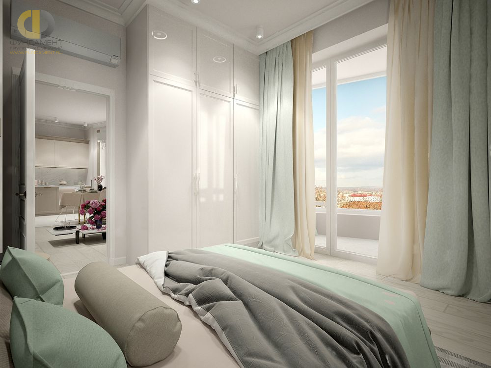 Дизайн интерьера спальни в трёхкомнатной квартире 70 кв.м в стиле неоклассика7