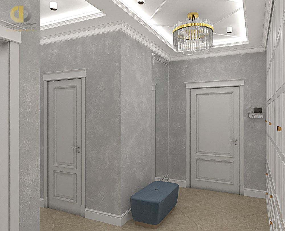 Дизайн интерьера коридора в четырёхкомнатной квартире 116 кв. м в стиле неоклассика 2