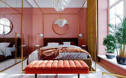 Дизайн интерьера спальни в трехкомнатной квартире 138 кв.м в стиле неоклассика с элементами ар-деко6