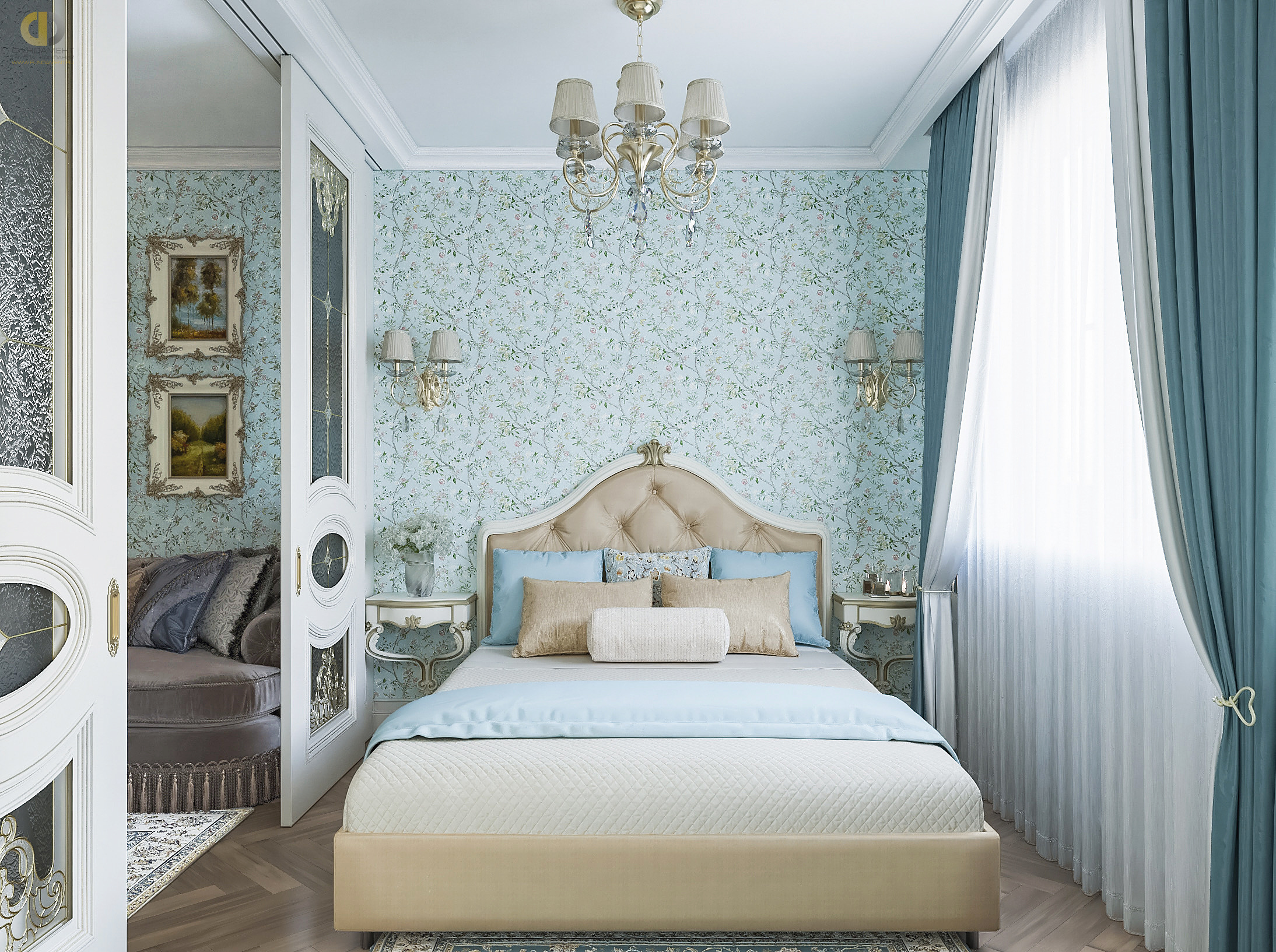 Дизайн спальни в стиле классическом – фото 214
