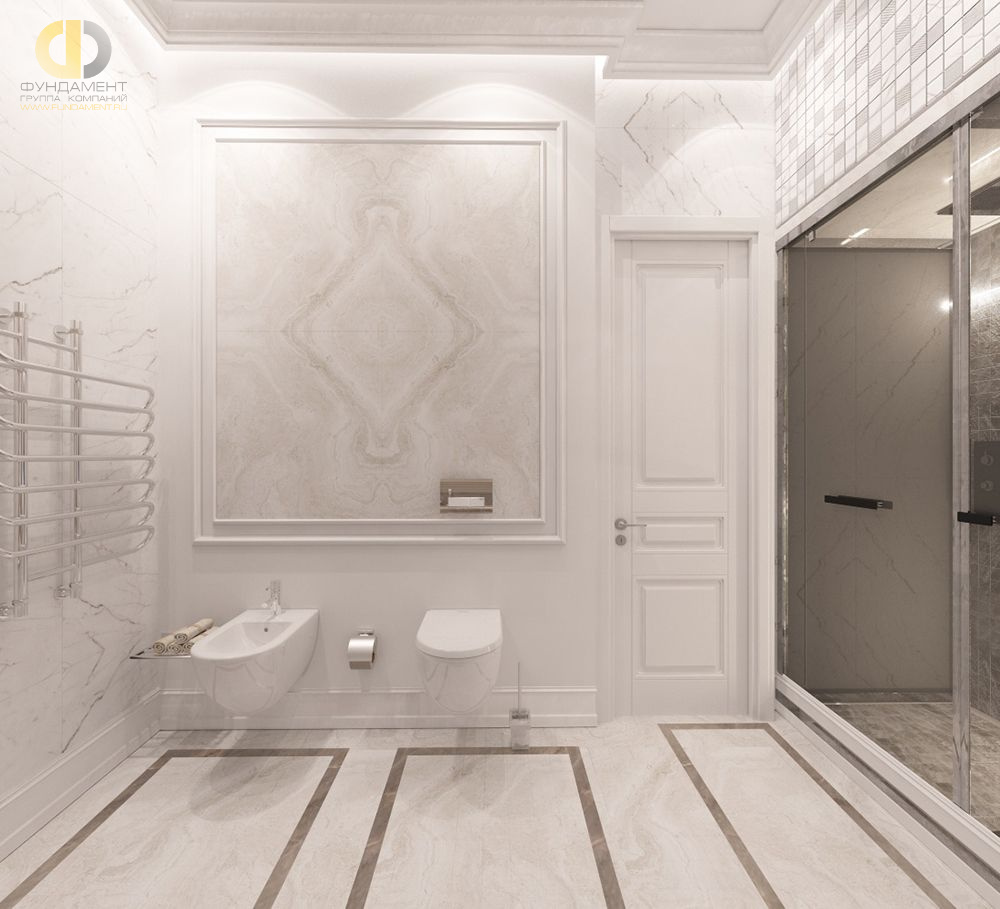 Дизайн интерьера ванной в четырёхкомнатной квартире 165 кв.м в классическом стиле с элементами лофт4