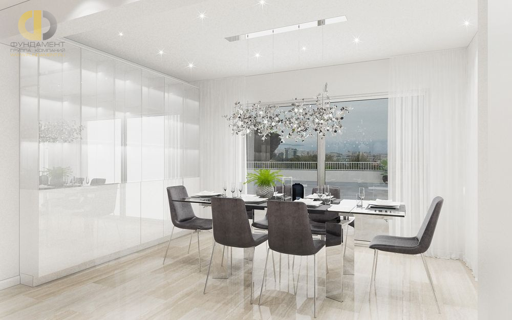 Дизайн интерьера столовой в доме 201 кв.м в стиле минимализм10