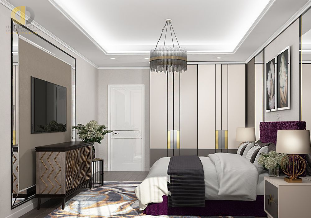 Дизайн интерьера спальни в трёхкомнатной квартире 86 кв.м в стиле ар-деко14